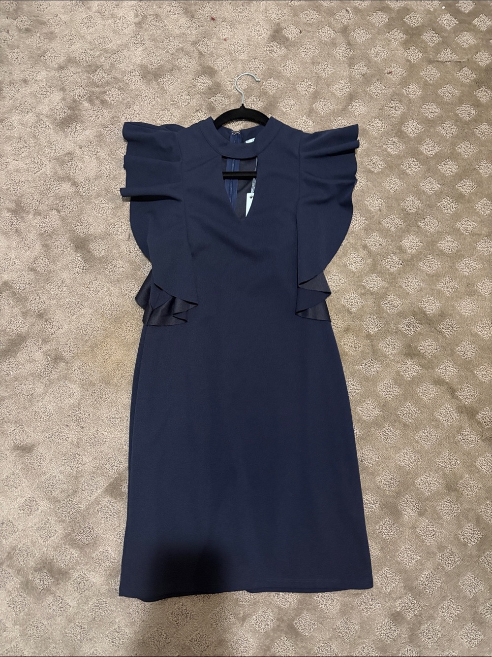 She + Sky Navy Ruffle Shift Mini Dress - Picture 4 of 8